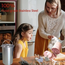 QiStars Ham Maker for Making Healthy Homemade Deli Meats, Round Shape Stainless Steel Meat Press, with Sandwich Paper Bags*20, with Thermometer. Meat Press Tools Kitchen Cooking Set for Party. - 003.