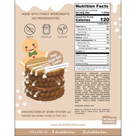 Shubh Kitchen Vegan Ginger Spice Cookies, Ginger Special, Gourmet Cookies, Vegan, Allergy Friendly Snack, 5.5 oz. 100% Eggfree, Vegan and Vegetarian