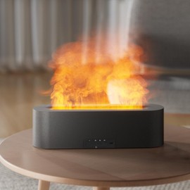 Omnexa Essential Oil Diffuser, 180ml Flame Air Diffuser Humidifier, Ultrasonic Fireplace Aromatherapy Diffuser with 7-Color LED Light, 3 Timer, Auto-Off for Bedroom Home Room Decor & Gift