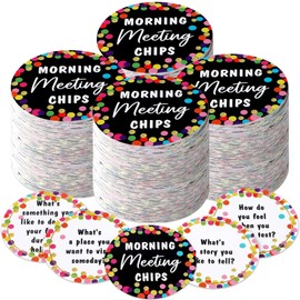 100 Pcs Confetti Morning Meeting Chips Classroom Question Idea Cards for Teachers Students Conversation Starter Cards for Classroom Supplies Icebreaker Activity Improve Communication Listening Skills