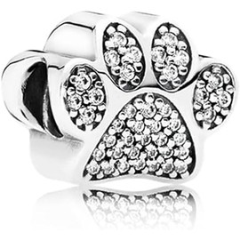 Enyolidimk 1Pc Silver Color Dog Paw Bead Charms Fits European Charm Bracelets, Women's Bead Charms A548