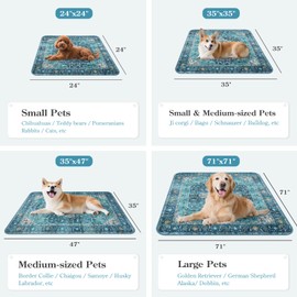 HAOCOO Washable Pee Pads for Dogs, (2 Pack) 3Ft x 3Ft Reusable Puppy Training Pads Super Absorbent Waterproof Whelping Pads,Blue Non-Slip Leakproof Potty Pads for Pet Housebreaking