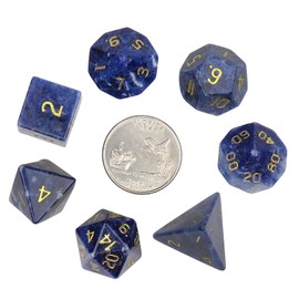 KYEYGWO Sodalite Crystal Polyhedral Dice Set, 7 Pieces Reiki Healing Stone Polyhedral Game Cube for Dungeons and Dragons RPG DND Dice Place Card Games Board Game Dice