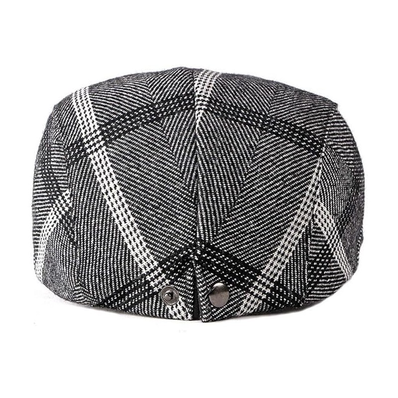 Mens Adjustable Plaid Newsboy Cabbie Golf Beret Flat Hat Cap