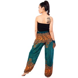 LOFBAZ Palazzo Pants for Women Harem Yoga Maternity Joggers Pajama Hippie Boho Travel Lounge Clothing Bohemian Beach Rose 1 Teal Green XXL