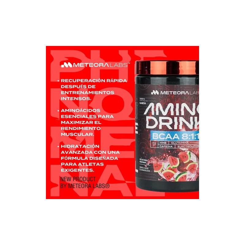 Amino Drink BCAA Meteora Labs Sabor Sandía 360g Glutamina HMB