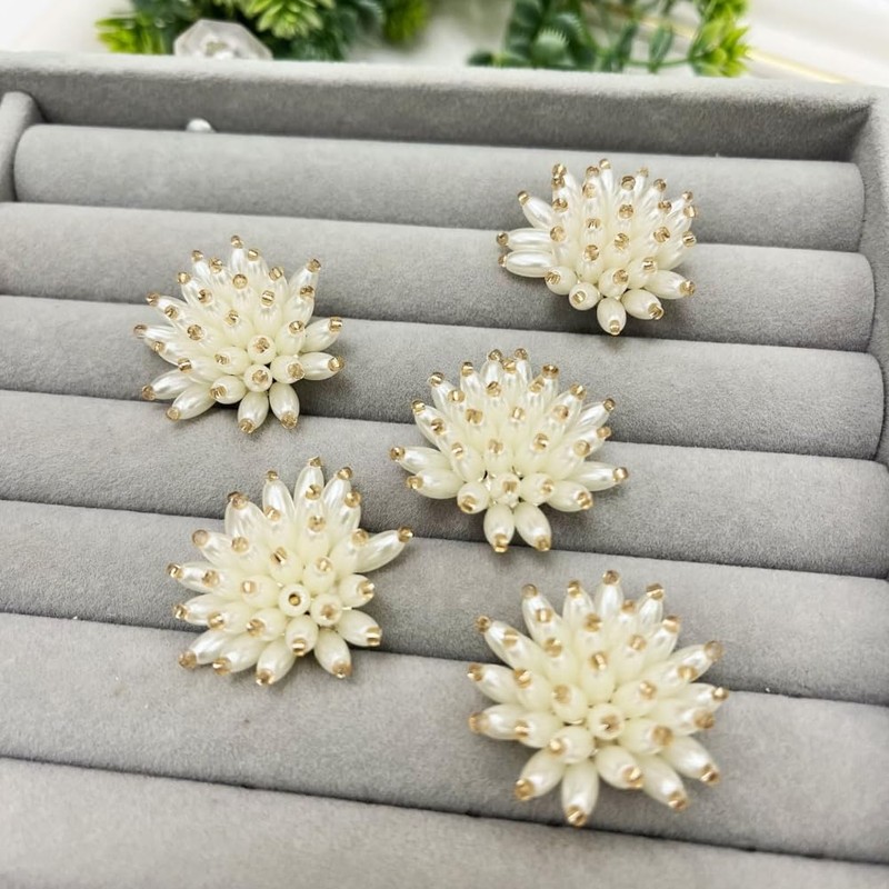 White Pearl Rhinestone Crystal Flower Shoe Clips Pair for Women