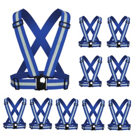 Reflective Running Vest 2-10 Pack, High Visibility Reflective Gear Night Cycling Safety Vest Strap for Men Women Kids (10, Blue)