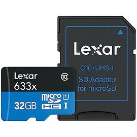 Lexar High-Performance 633x 32GB microSDHC UHS-I Card w/ SD Adapter, Up To 100MB/s Read, for Smartphones, Tablets, and Action Cameras (LSDMI32GBBNL633A)