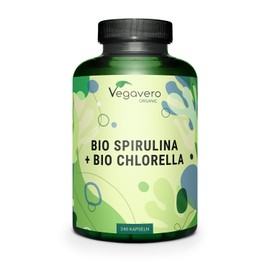 Vegavero Vegavero Organic Spirulina and Chlorella Capsules High Strength | 2000 mg Per Serving | 240 Capsules | NO Additives | Pure Powder | Vegan