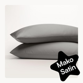 Seralino Satin Cushion Cover 50 x 80 cm, Anthracite/Dark Grey (Set of 2) Made from 100% Organic Cotton, Oeko-Tex Certified, Soft Pillowcase 80 x 50 cm with Zip, Cushion Cover Anti Dust Mite