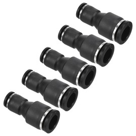 PATIKIL 12mm to 8mm Reducing Push to Connect Air Line Fitting, 5 Pack Straight Union Reducer Pneumatic Quick Connect Fittings, Black