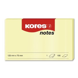 Kores - Gelbe Haftnotizen, Selbstklebender Memo Notizblock, 125 x 75 mm, Packung bestehend aus 12 Blöcken zu je 100 Blättern