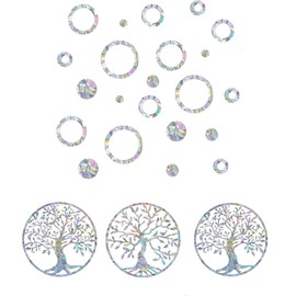 Prism Window Stickers for Bird Strikes Pack of 2 - Static Bird Protection Stickers with Circle and Tree of Life Designs for Home, Office and Greenhouse