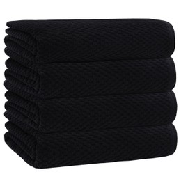 COTTON CRAFT Waffle Bath Towel - Set of 4 Luxury Euro Spa Waffle Weave Towels - 100% Ringspun Cotton Super Absorbent Quick Dry Bath Towel Set - Oversized 30 inches x 56 inches - Linen