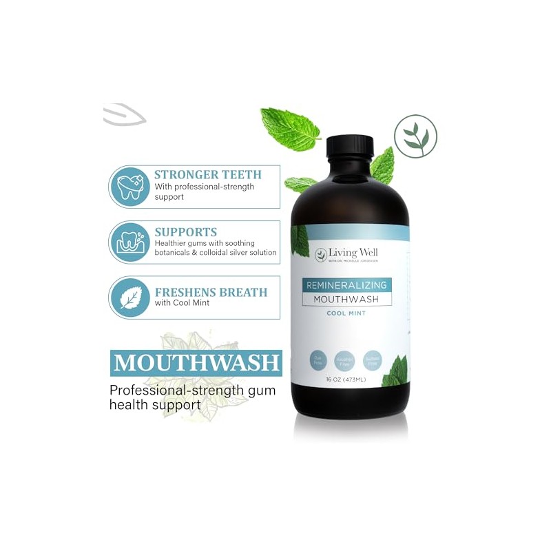 Living Well with Dr. Michelle Cool Mint Remineralizing Mouthwash |