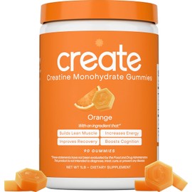 Create - Gomitas de creatina monohidratada - Mejoran concentracin, fuerza y resistencia, no se derriten, veganas, sin gluten y sin OMG, 1.5 g de...   