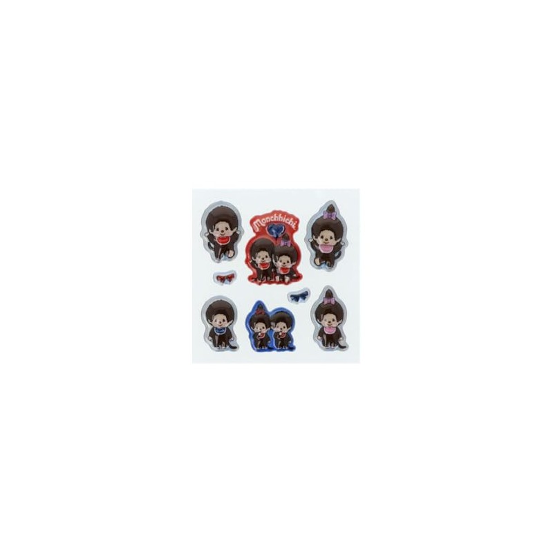 Sun-Star Stationery Monchhichi Goods Sticker Puffy Blue Check S8813957