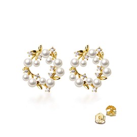 Z.Angie Women's Cherry Blossom Earrings, Tassel Earrings, Natural Seashells, 925 Silver, 18K Gold Coating, AAA Zirconia CZ, Cherry Blossom Accessories, For Women, Birthday Gift, Christmas Gift,