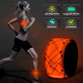 ELANOX LED Armband Light Strip for Sports Outdoor Reflective Band Safety Light Slap Band for Cycling Jogging Pushchair