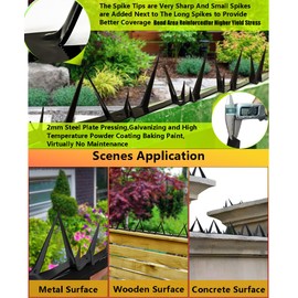 MEIRUHUA Heavy Duty Metal Fence Spikes-Anti Climb Security Spikes 8 PCS (Overall Length:122 in Exterior Wall Spike Intruder Deterrent Fence Wall Spike Deterrent Fence Deterrent Thieves Intruder