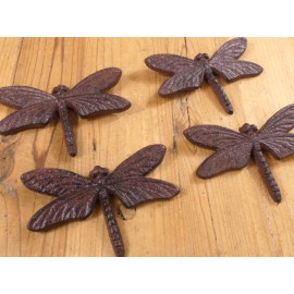 Midwest Craft House Set of 4 Dragonflies Wall Decor Rustic Cast Iron Hanging Garden Shed Farmhouse