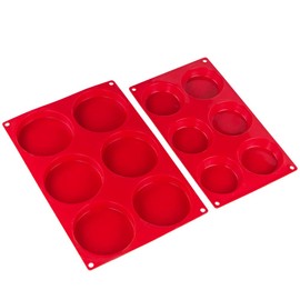 Webake - Molde de silicona para tartas (2 unidades), diseño de cacahuete, Rojo, Round Disc