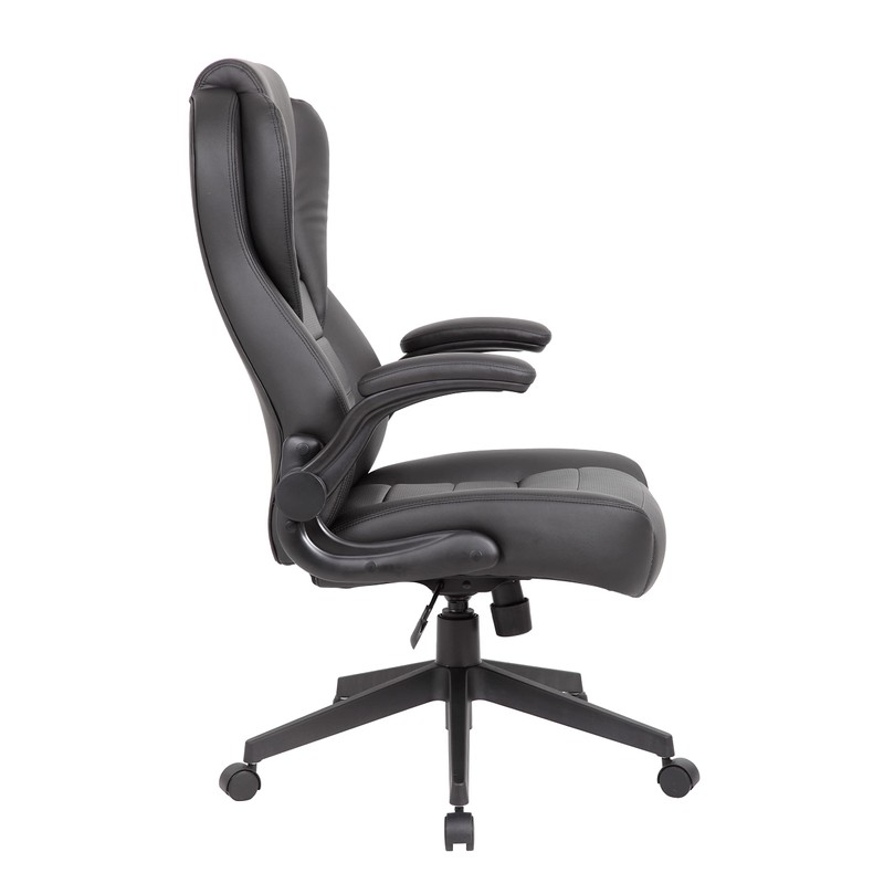 Boss Office Products Executive High Back CaressoftPlus Flip Arm Chair,