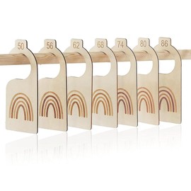 Aililong Baby Clothes Hangers Wooden - Pack of 7 Size Dividers Baby 50-86 Clothing Sizes, Wardrobe Divider Rainbow Design, Children's Hanger for Newborns Toddler Clothing