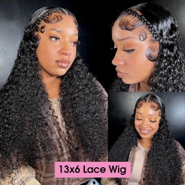 Ksflaae 32 inch Water Wave Lace Front Wigs Human Hair 180% Density 13x6 HD Trasparent Glueless Lace Frontal Wigs for Women Human Hair Pre Plucked with Baby Hair Wet and Wavy Human Hair Wigs