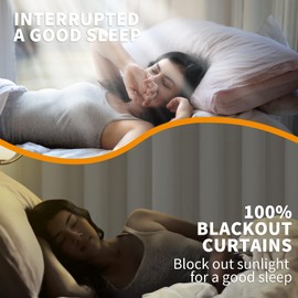 YoungsTex Linen 100% Blackout Curtains for Bedroom, Linen Textured Grommet Thermal Insulated Full Room Darkening Curtains with White Liner, 2 Panels, 52 X 80 Inch