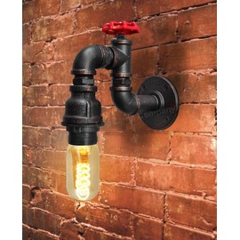 Vintage Water Pipe Wall Lamp Steampunk Industrial Iron Rust Retro Home Bar Lighting Fixture M0162F