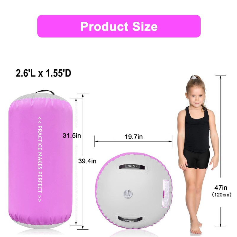 VOFiTNY Inflatable Gymnastics Barrel Tumbling Roller Equipment 4'L x 3'D