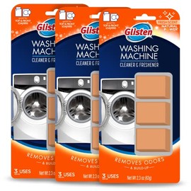 Glisten Washing Machine Cleaner and Freshener Deodorizer, Cleans Top Load and Front Load Washers, Fresh Scent, 9 Tablets