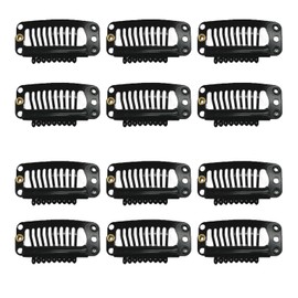 FineGood 12 Piece Wig, 9 Claws, 1.3 inches (32 mm), Black, Fixing Pin, Wig Clip, One-Touch Closure, Clip Stopper Fittings, Hook Type, Hat Fixing