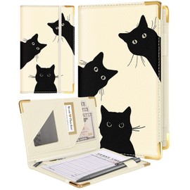 Slohif Slohif Server Book for Waitress Cute Serving Books with Zipper Pocket Accessories Leather Server Check Book Restaurant Waiter Server Booklet Organizer Ticket Book Holder Cat