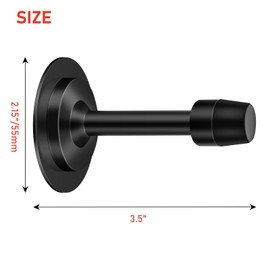 Door Stops 3.5 Inch, No Drill Door Stops for Bottom of Door, Black Door Stop Wall Protector with Sound Dampening Rubber Bumper Tips, Self Adhesive Stainless Steel Doorstops, 4 Pack