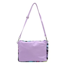 Fuzzy Plush Leopard Crossbody Purse for Girls Kids Rainbow Faux Fur Shoulder Bag Handbag Wallet with Pompom