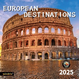2025 Wall Calendar,Calendar 2025, November 2024 - December 2025, Wall Calendar European Destinations, 12" x 24" Opened,Full Page Months Thick & Sturdy Paper for Calendar Organizing & Planning