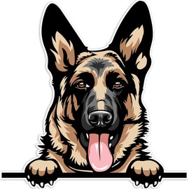 German Shepherd Dog Vinyl Sticker, Waterproof Decal for Laptops, Water Bottles, Cars, 2-Pack#B003