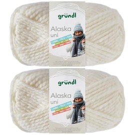 Gründl Alaska Uni 2 x 100 g 80% Polyacrylic, 20% Wool Including Instructions Whale (13 Ecru)