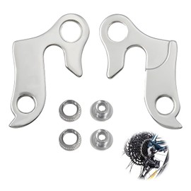 Pack of 2 Bike Gear Hanger, Derailleur Hanger, Aluminium Alloy Replacement Bicycle Derailleur Hanger with Replacement Nuts, Aluminium Rear Derailleur Adapter for Mountain Bikes, Silver