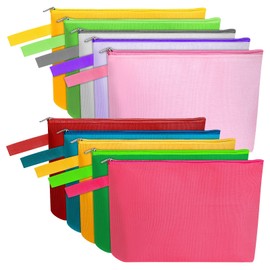 Sinzip 10 Pieces Cotton Canvas Makeup Bag with Bottom and Strap, Multi-Purpose Cosmetic Bag with Zipper Travel Toiletry MN-WB07 Wb07