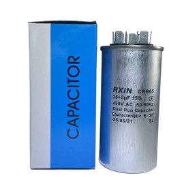 35 5 uF Dual Run capacitors 35/5 uF AC Capacitor 370 or 440 VAC Dual Run Start Air Conditioner Round Capacitors 35+5 MFD CBB65B for Motor Run or Heat Pump Air Conditioner or Condenser Straight Cool