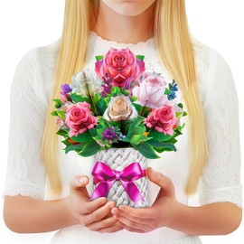GREETING ART Roses Bouquet Pop Up Card, 10.8 inch Paper Rose Bouquet Greeting Cards for Valentine's Day, Anniversary, Mothers Day, Birthday, Flowers 3D Greeting Card