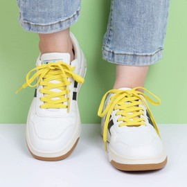 Stepace [2 Pairs] Flat Elastic Shoe Laces for Sneakers 31"-63" Length 11 Colors Stretch Shoelaces Yellow 100