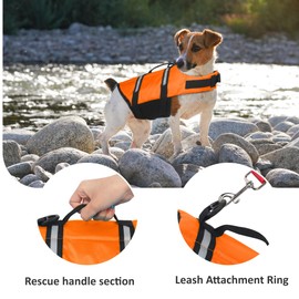 Niuoppy Dog Life Jackets for Small Dogs, Swimming Dog Life Vest with Reflective Stripes, Float Vest, Puppy Lifejackets (Orange, S)