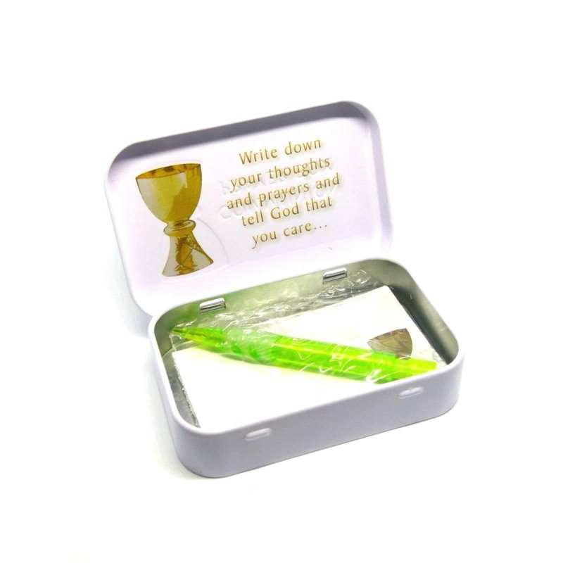 Just Divine Gifts Tin Prayer Box with Memo Pad and