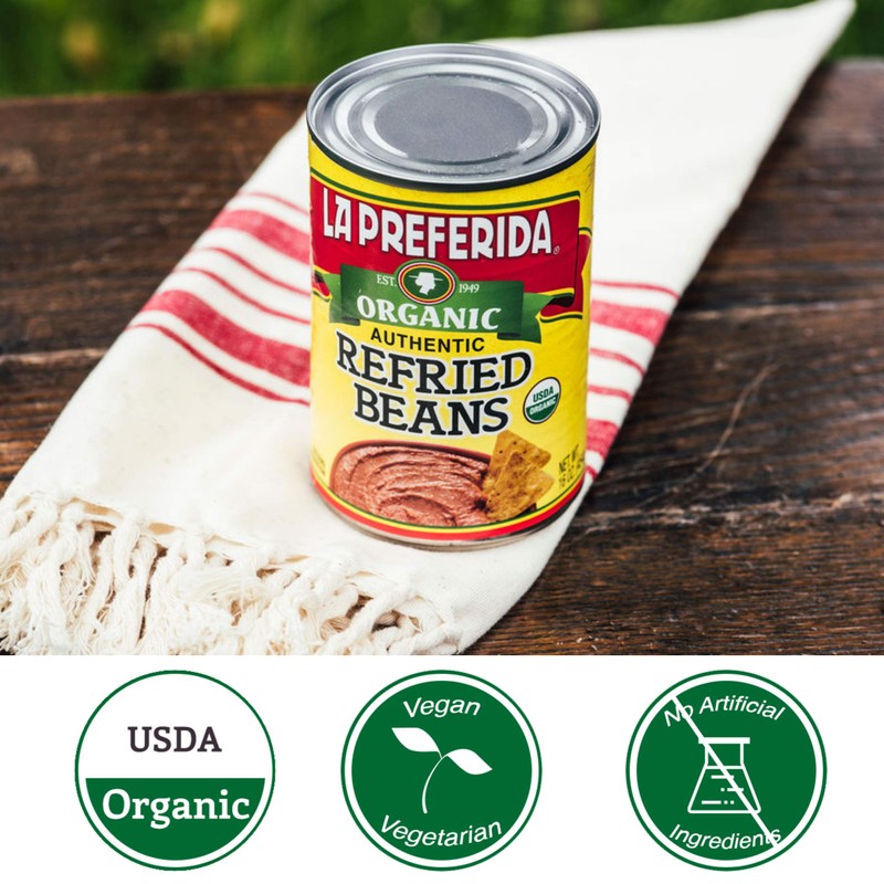 La Preferida Organic Refried Beans, 15 Ounce (Pack of 12)