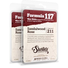 Shortie's Candle Company Sandalwood Rose Wax Melts Multi Pack - Formula 117-2 Highly Scented 3 Oz. Bars (6 Oz. Total) - Made with Natural Oils - Incense & Earth Air Freshener Cubes Collection